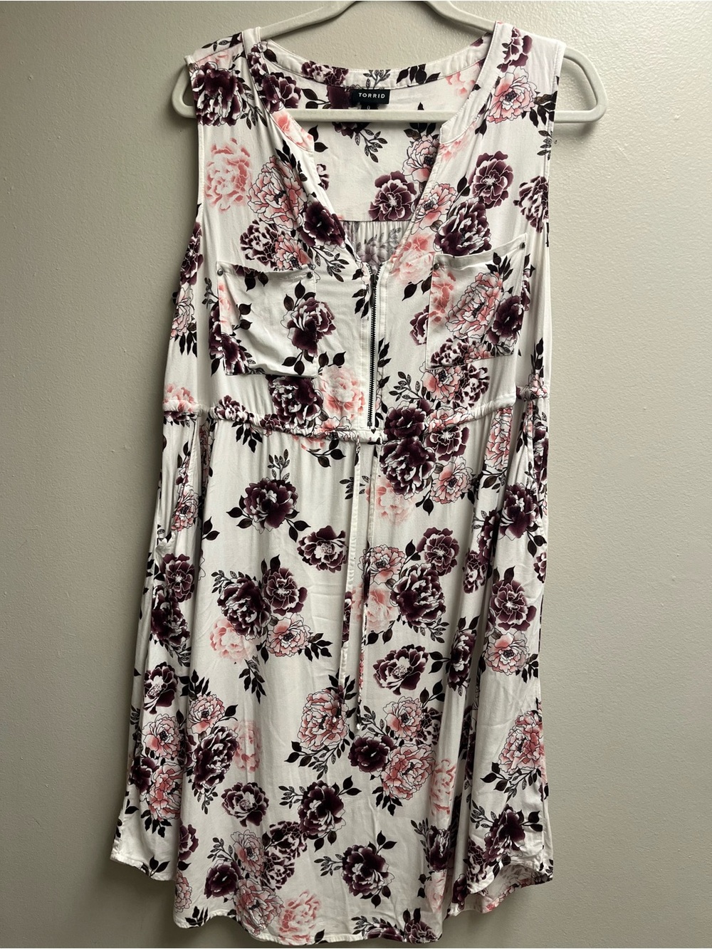 torrid White Floral Zip-Front Dress